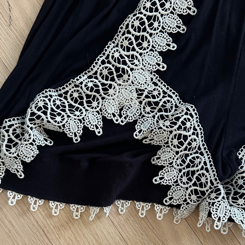 Black Romper with White Lace Trim - Size Large - Picture 5 of 8